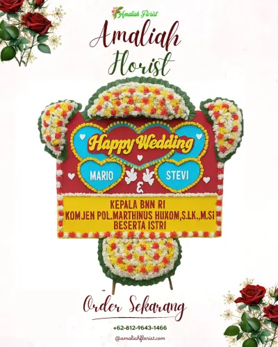 Karangan Papan Bunga Pernikahan di Ketsoblak